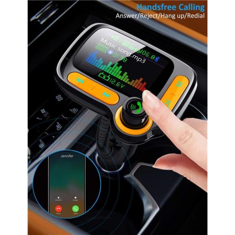 Bluetooth FM Transmitter Car Adapter Wireless Handsfree Call and MP3 Music/APP